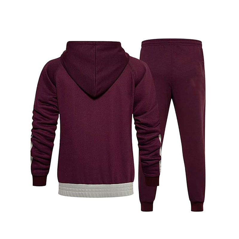 Completo da uomo composto da felpa con cappuccio e pantaloni della tuta a blocchi di colore - Abbigliamento sportivo casual NDF-00010