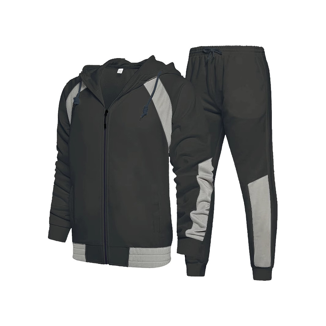 Completo da uomo composto da felpa con cappuccio e pantaloni della tuta a blocchi di colore - Abbigliamento sportivo casual NDF-00010