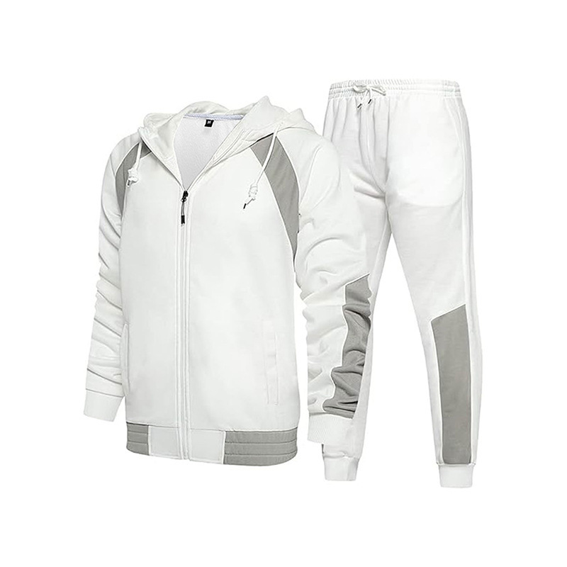 Completo da uomo composto da felpa con cappuccio e pantaloni della tuta a blocchi di colore - Abbigliamento sportivo casual NDF-00010