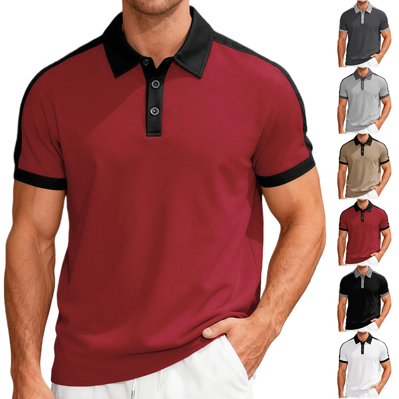 Cotton Blend Men's Polo Shirt Color Block Short Sleeve NDF-00003
