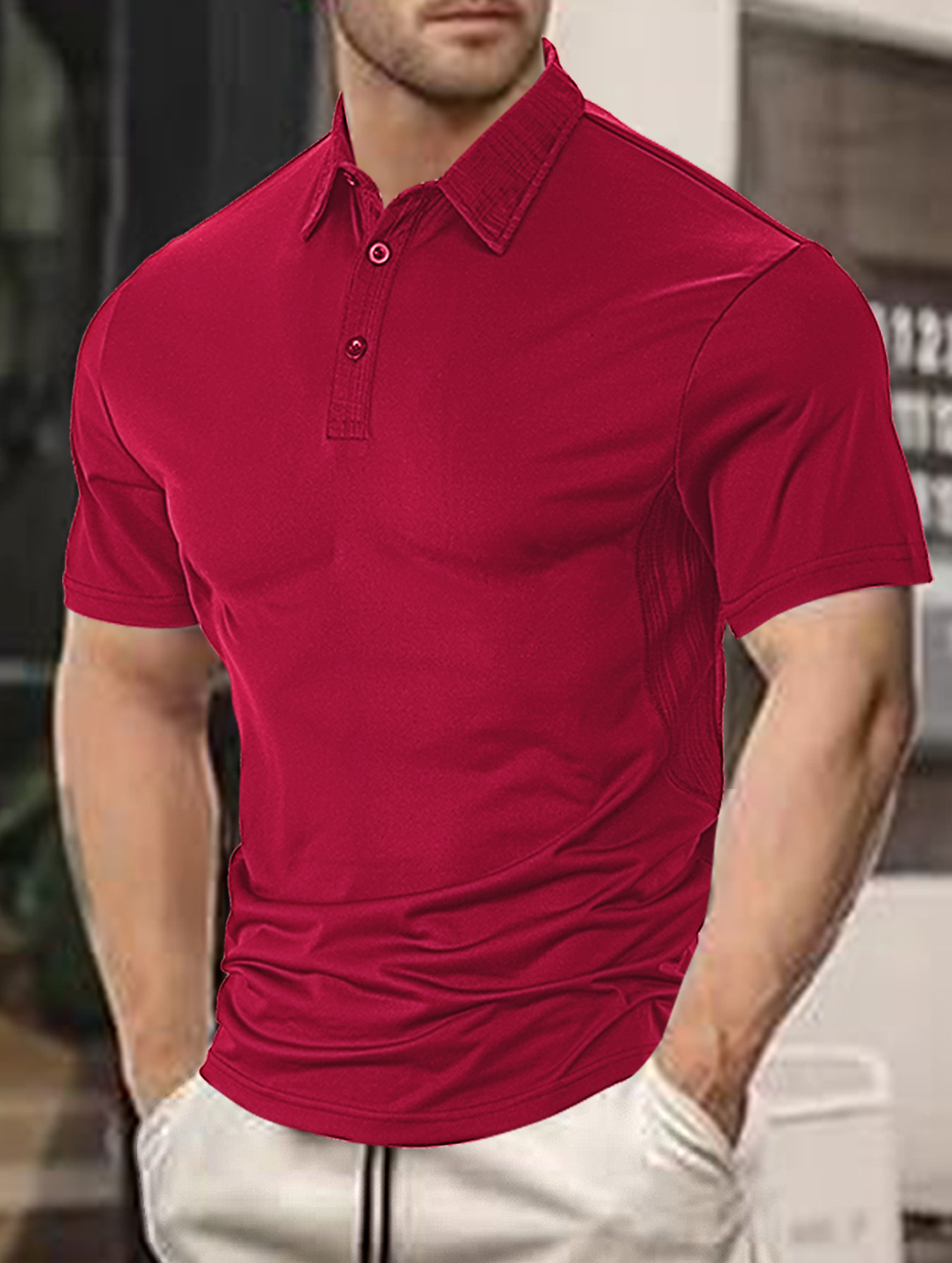 Breathable Summer Polo Shirt - Solid Color Button Down Casual Sports NDF-00004