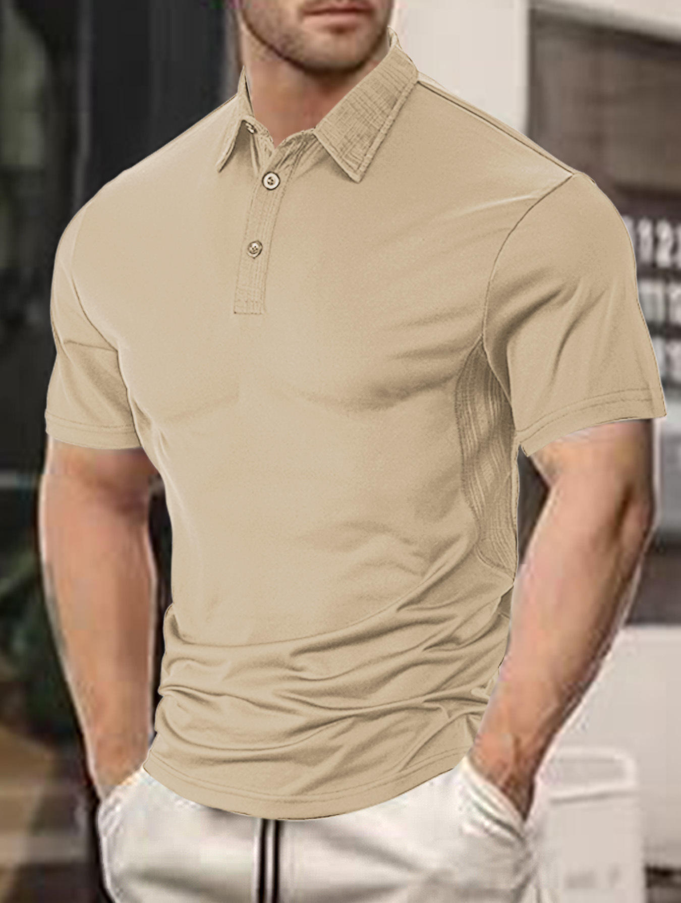 Breathable Summer Polo Shirt - Solid Color Button Down Casual Sports NDF-00004