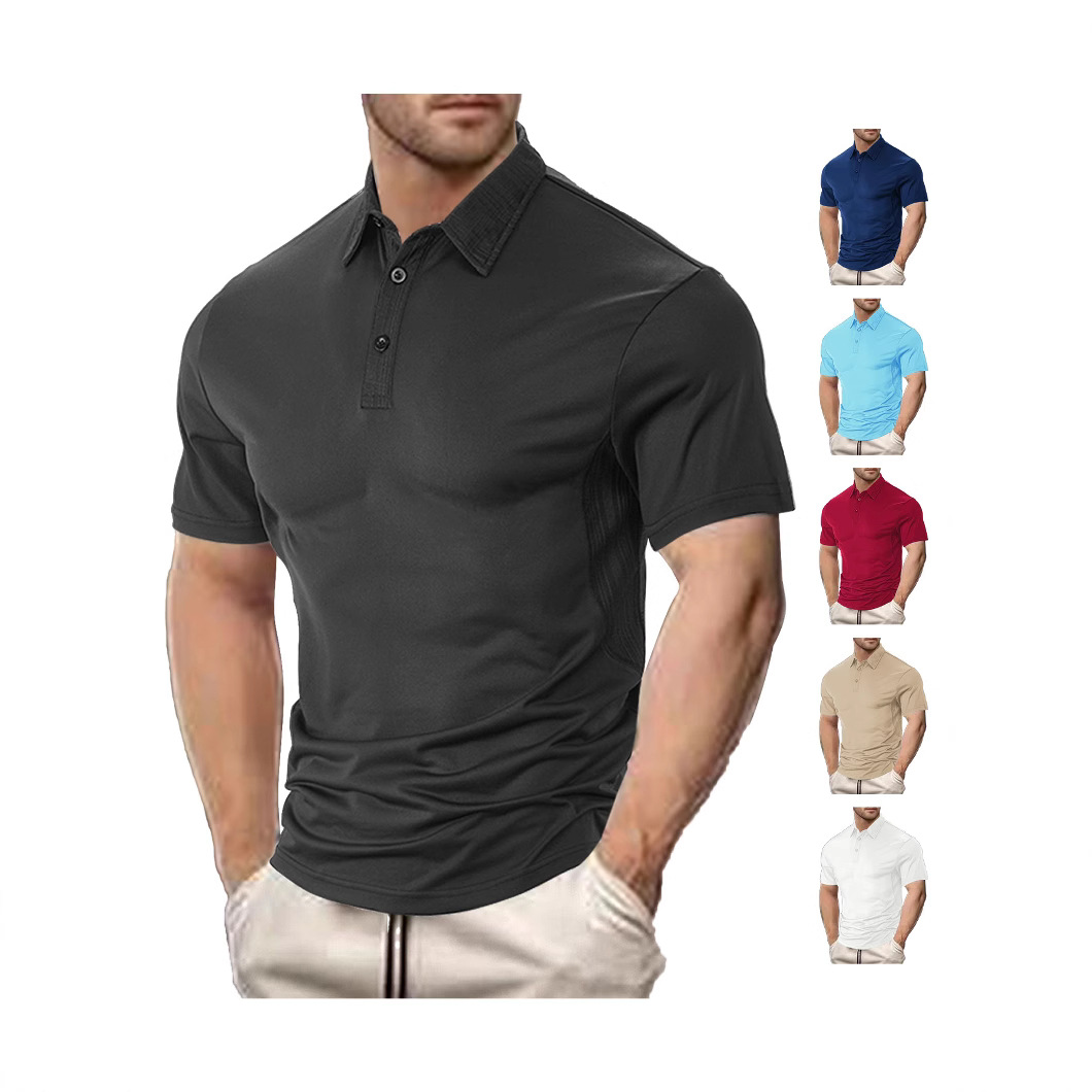 Breathable Summer Polo Shirt - Solid Color Button Down Casual Sports NDF-00004
