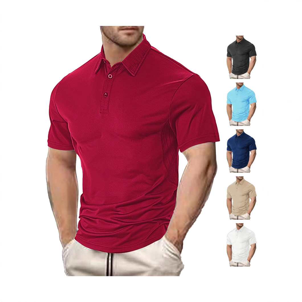 Breathable Summer Polo Shirt - Solid Color Button Down Casual Sports NDF-00004