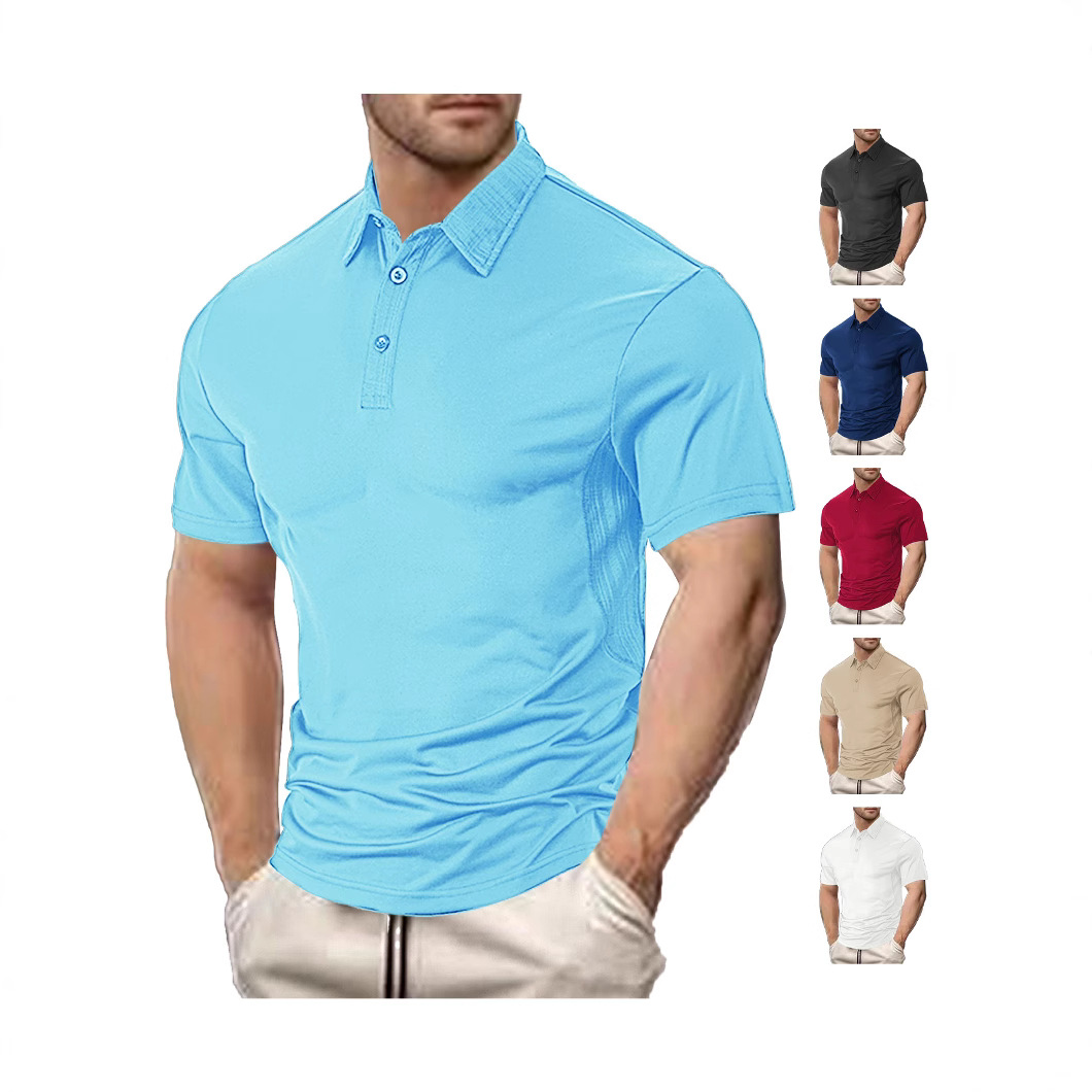 Breathable Summer Polo Shirt - Solid Color Button Down Casual Sports NDF-00004