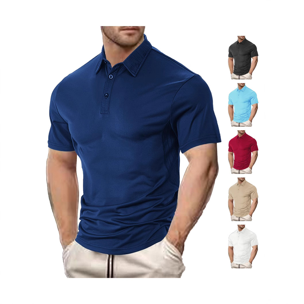 Breathable Summer Polo Shirt - Solid Color Button Down Casual Sports NDF-00004