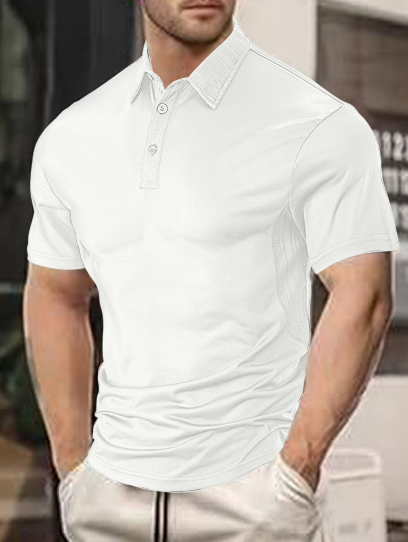 Breathable Summer Polo Shirt - Solid Color Button Down Casual Sports NDF-00004