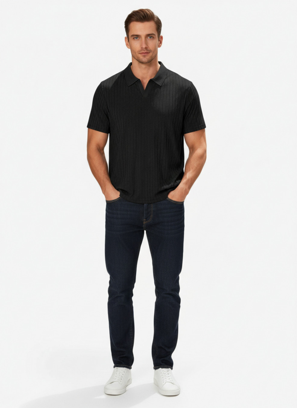 Terry Cloth Striped Short Sleeve Polo Shirt - Breathable Casual Summer Top NDF-00011