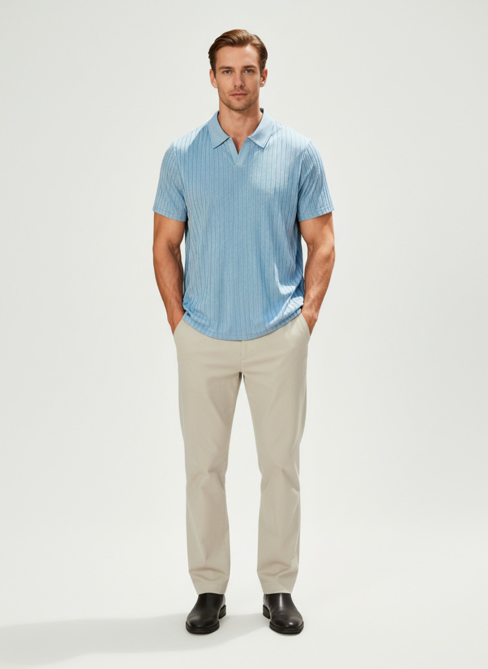 Terry Cloth Striped Short Sleeve Polo Shirt - Breathable Casual Summer Top NDF-00011