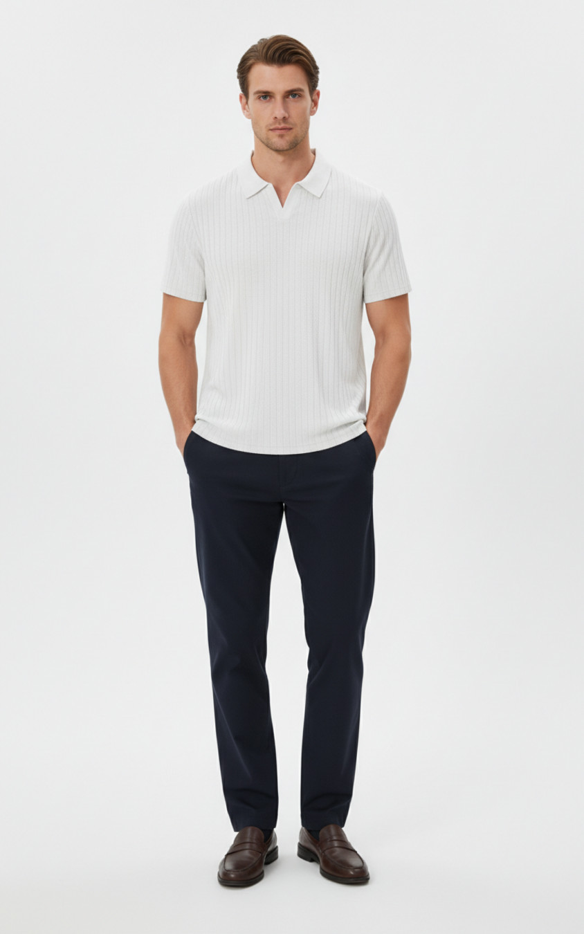 Terry Cloth Striped Short Sleeve Polo Shirt - Breathable Casual Summer Top NDF-00011