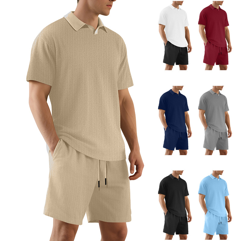 Men's Terry Cloth Tracksuit Set - Breathable Summer Sportswear NDF-00012