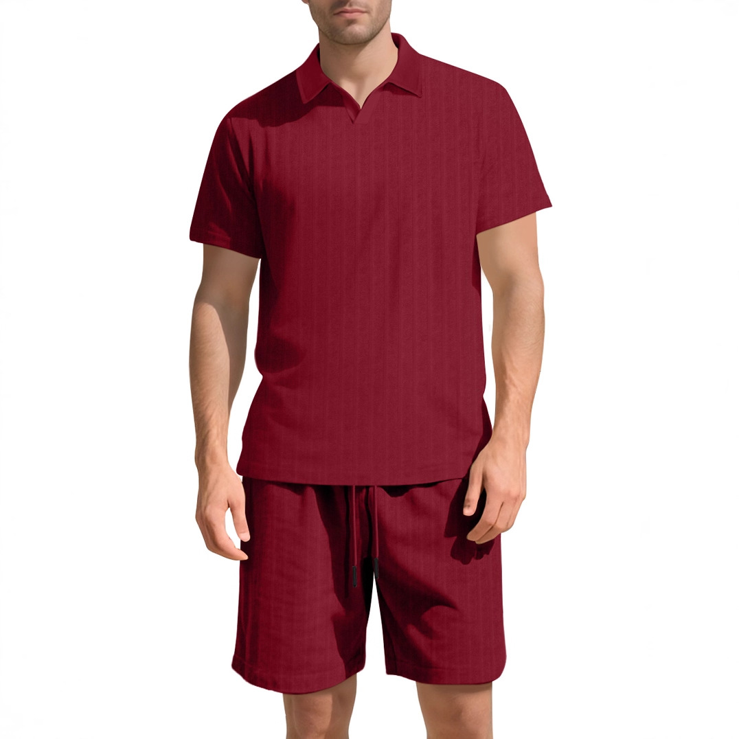 Men's Terry Cloth Tracksuit Set - Breathable Summer Sportswear NDF-00012