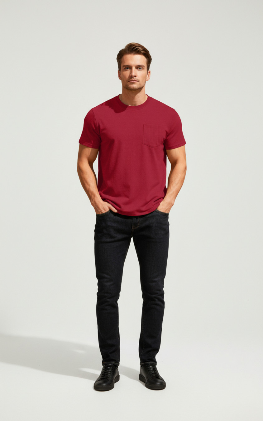 Men's Waffle Knit Crewneck T-Shirt - Breathable & Relaxed Fit NDF-00002