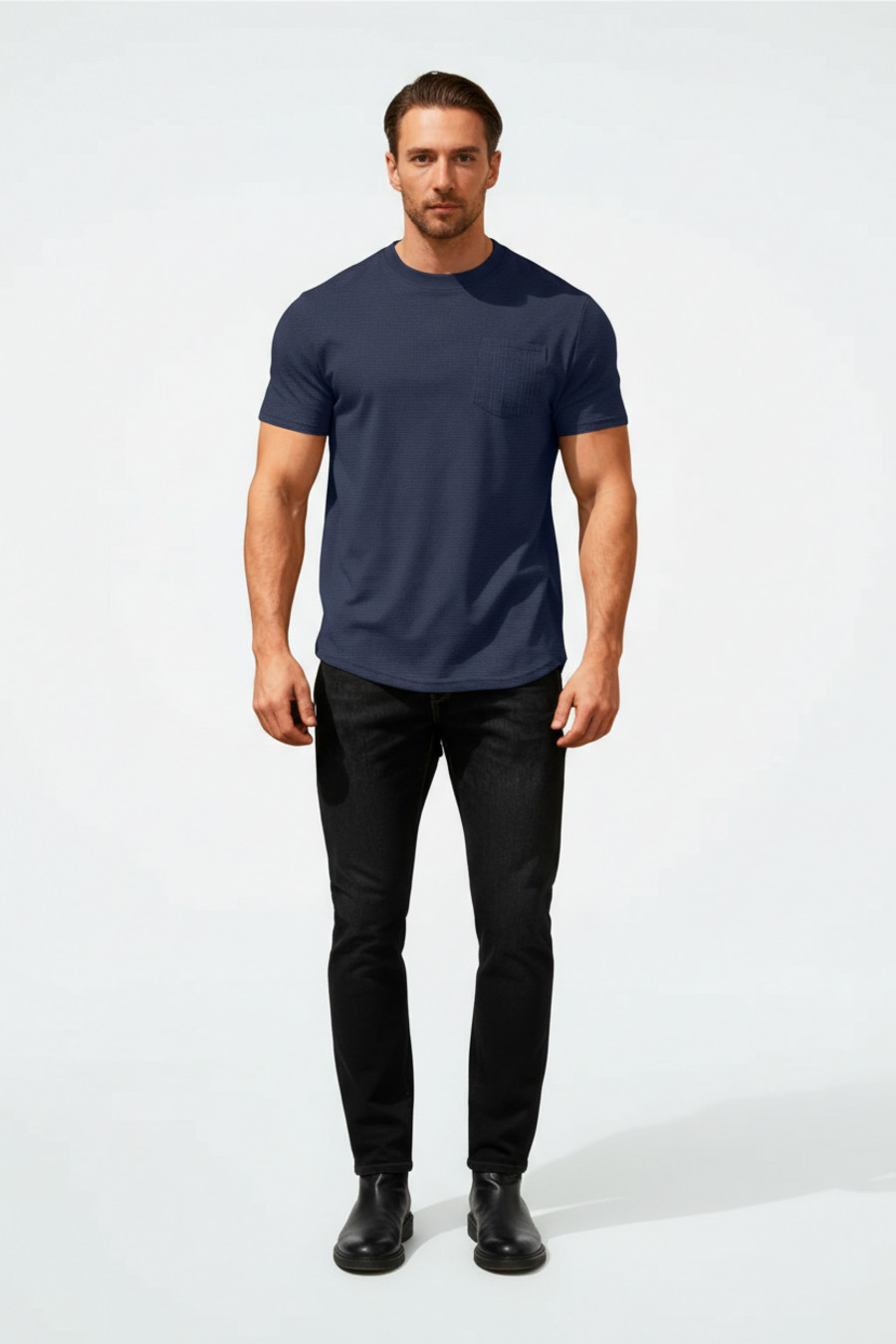 Men's Waffle Knit Crewneck T-Shirt - Breathable & Relaxed Fit NDF-00002