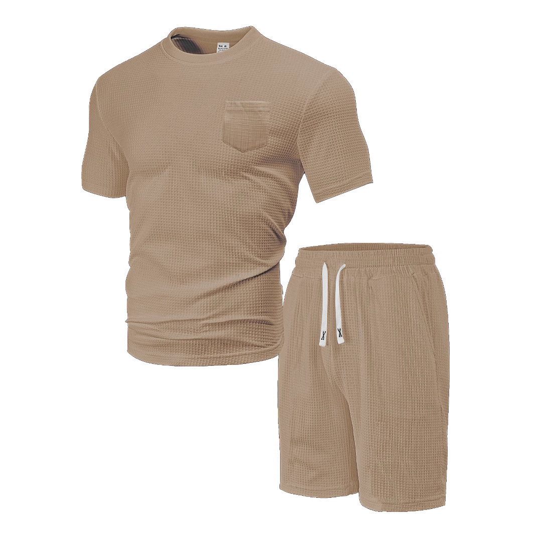 Waffle Knit Men's Shorts Set Summer Casual Loungewear NDF-00014