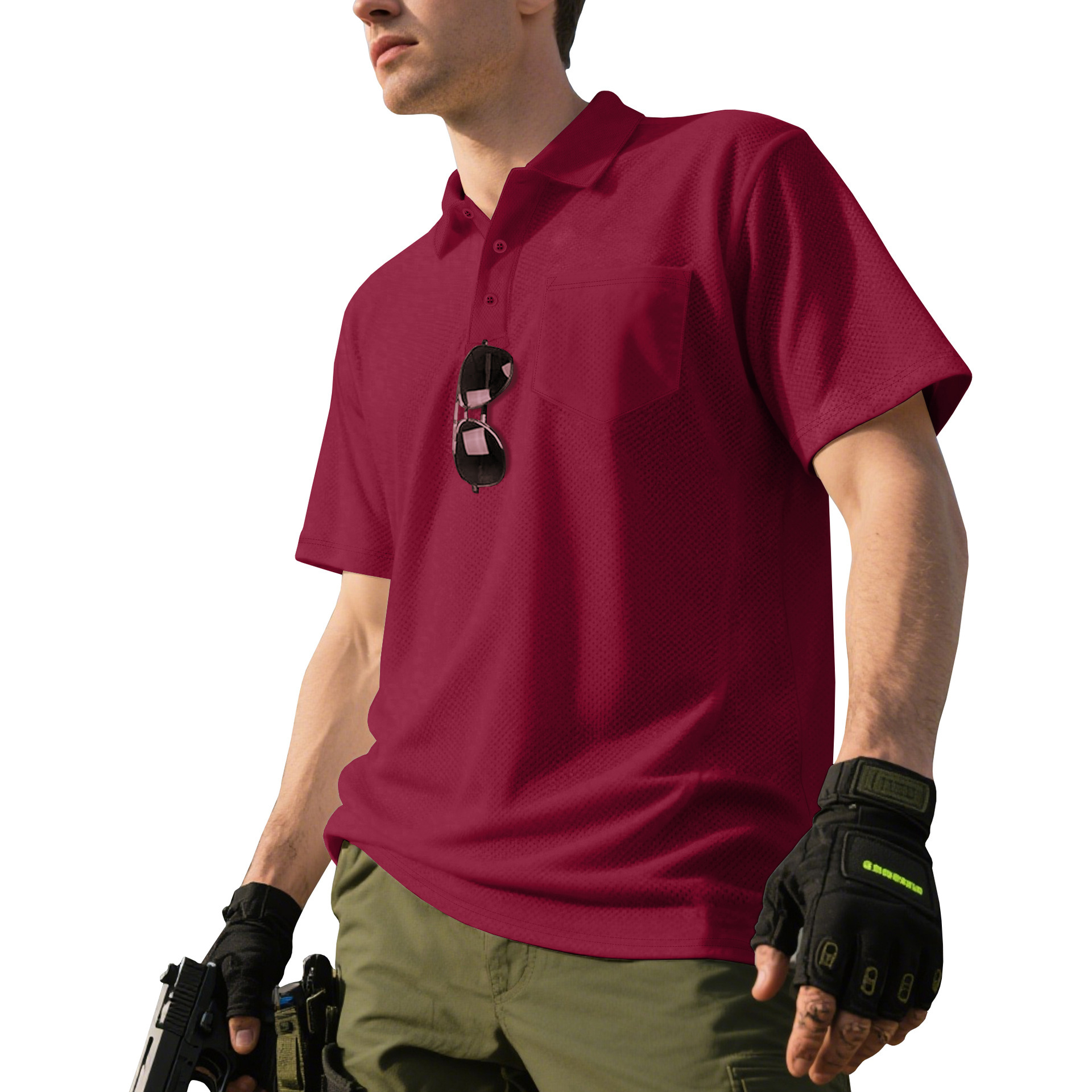 Men's Mesh Polo Shirt Breathable Casual Button Down NDF-00015