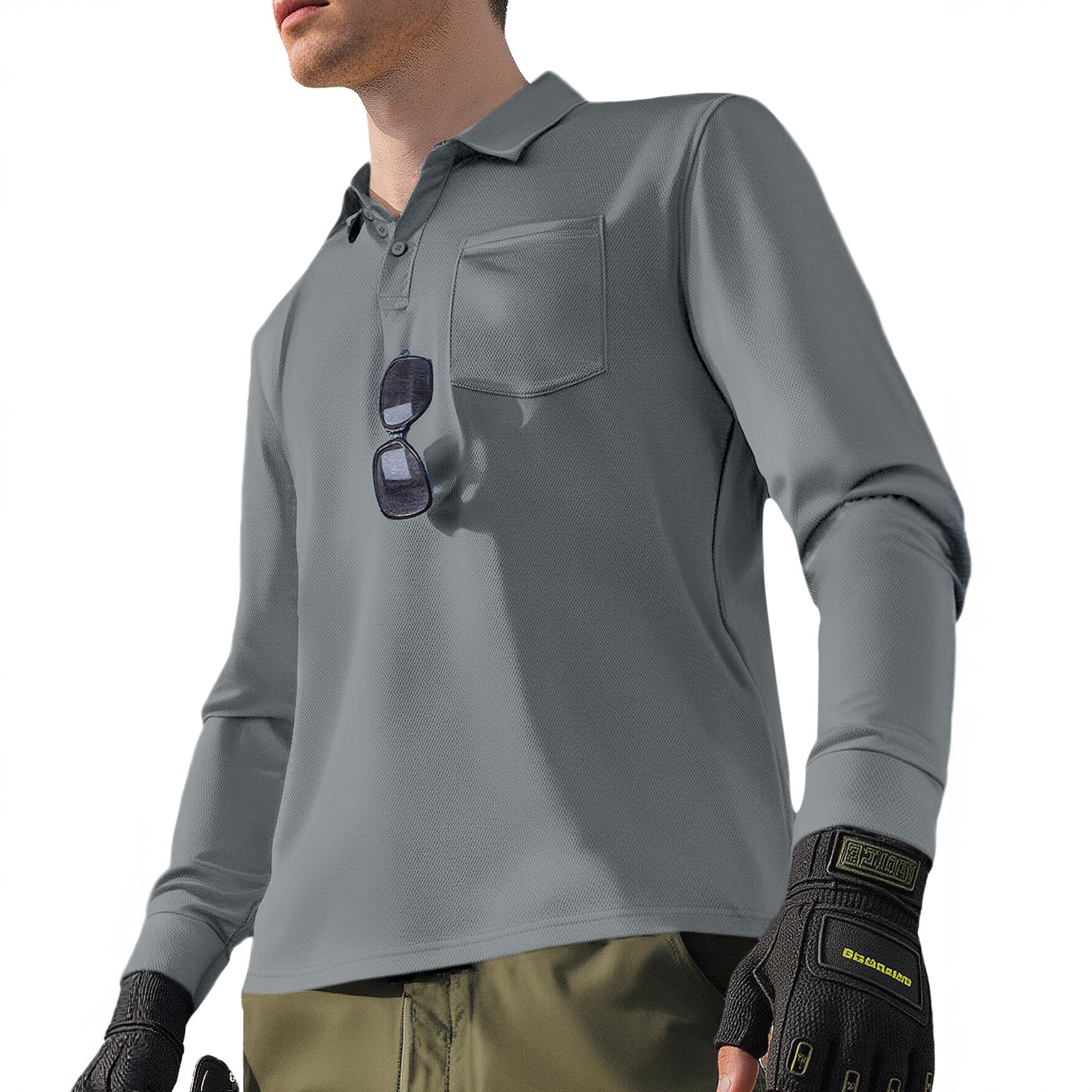 Tactical Long Sleeve Polo Shirt for Men - Outdoor Loose Fit NDF-00005