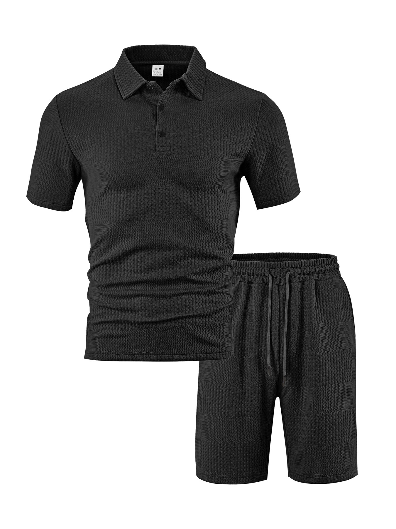 Men's Solid Color Jacquard Polo Shirt Set - Relaxed Fit Summer Top NDF-00016