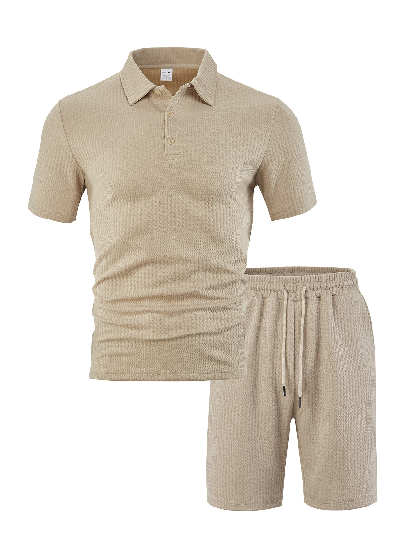 Men's Solid Color Jacquard Polo Shirt Set - Relaxed Fit Summer Top NDF-00016