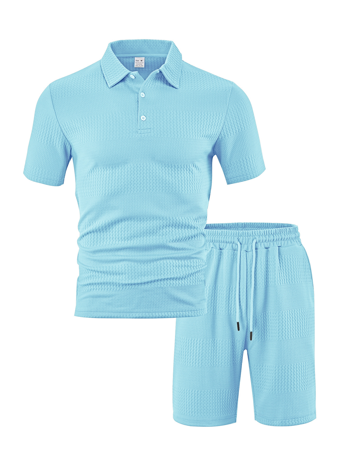 Men's Solid Color Jacquard Polo Shirt Set - Relaxed Fit Summer Top NDF-00016