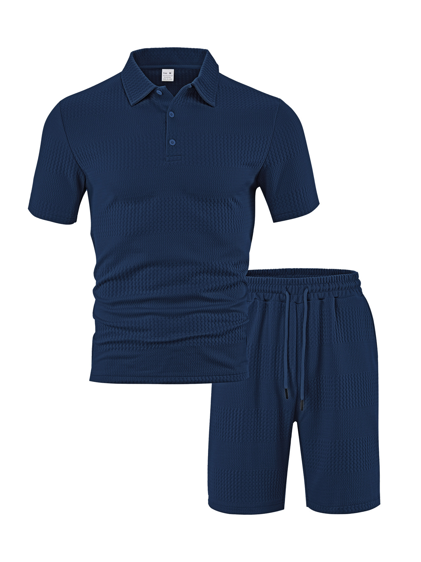 Men's Solid Color Jacquard Polo Shirt Set - Relaxed Fit Summer Top NDF-00016