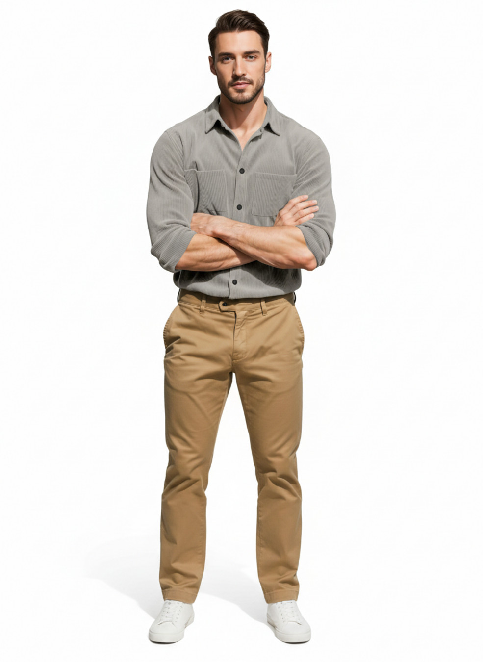 Corduroy Button-Up Shirt - Casual Workwear Style NDF-00017