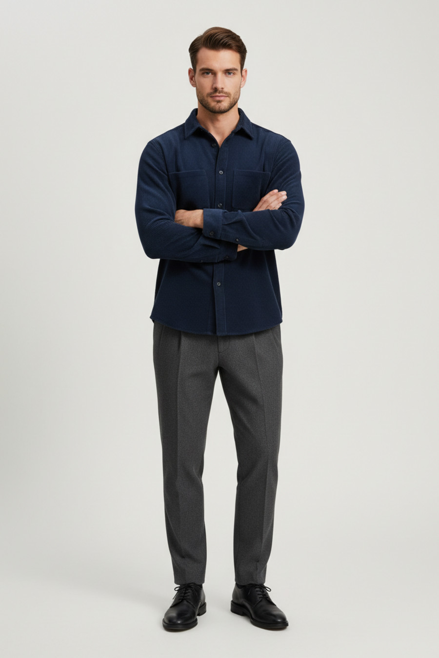 Corduroy Button-Up Shirt - Casual Workwear Style NDF-00017