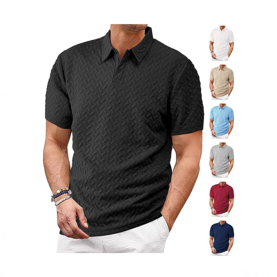 Men's Jacquard Polo Shirt - Slim Fit Summer Short Sleeve NDF-00007