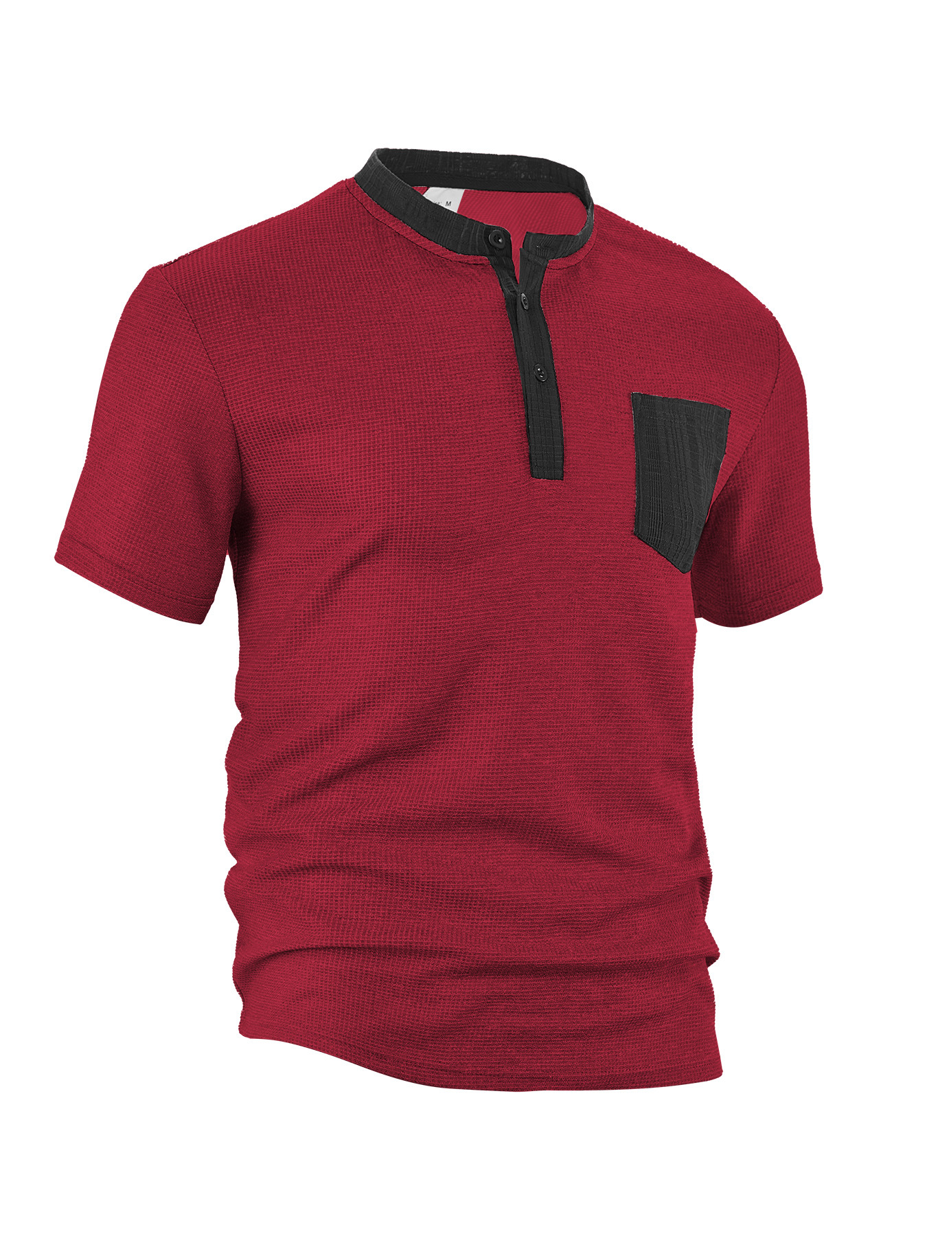 Polyester Waffle Henley Shirt - Summer Slim Fit NDF-00003