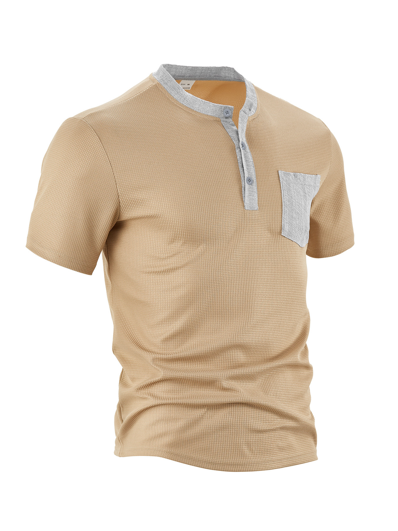 Polyester Waffle Henley Shirt - Summer Slim Fit NDF-00003