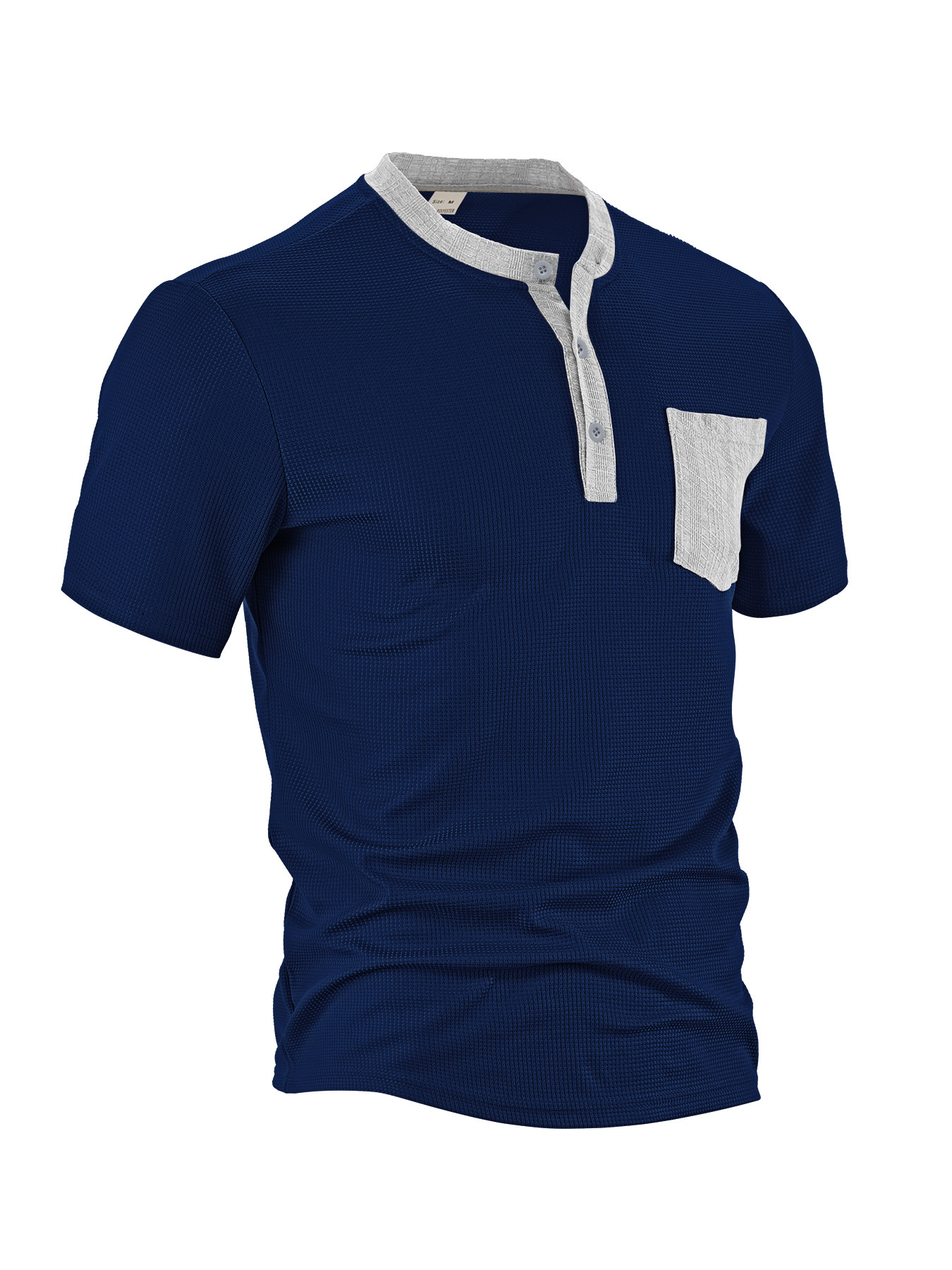 Polyester Waffle Henley Shirt - Summer Slim Fit NDF-00003