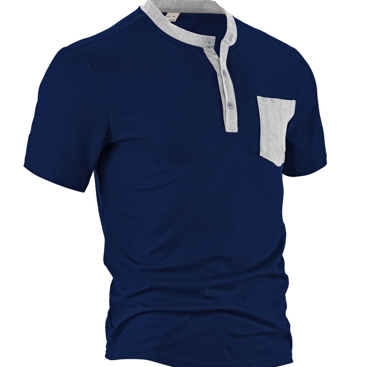 Polyester Waffle Henley Shirt - Summer Slim Fit NDF-00003