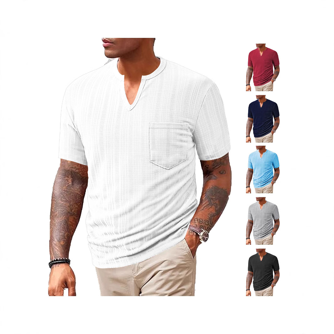 Men's Linen Blend V-Neck T-Shirt - Breathable Quick Dry NDF-00004