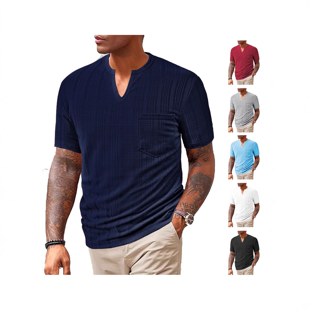 Men's Linen Blend V-Neck T-Shirt - Breathable Quick Dry NDF-00004