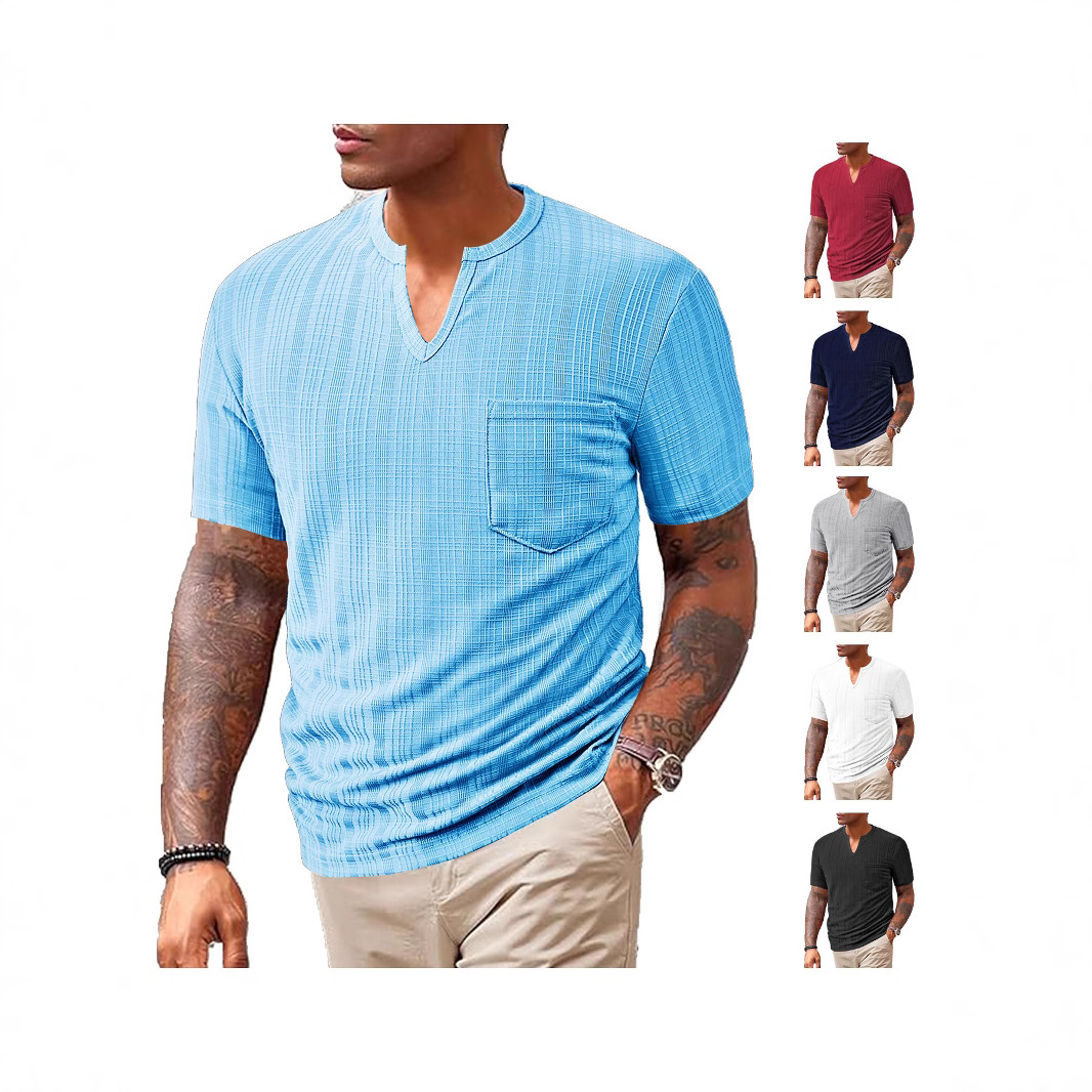 Men's Linen Blend V-Neck T-Shirt - Breathable Quick Dry NDF-00004