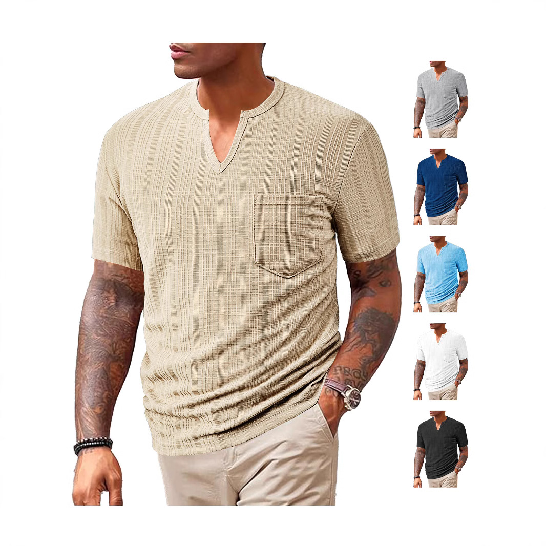Men's Linen Blend V-Neck T-Shirt - Breathable Quick Dry NDF-00004