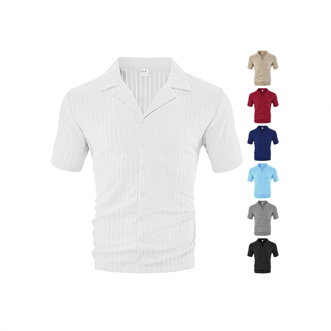 Chemise homme décontractée à manches courtes en coton et lin - Respirante NDF-00020
