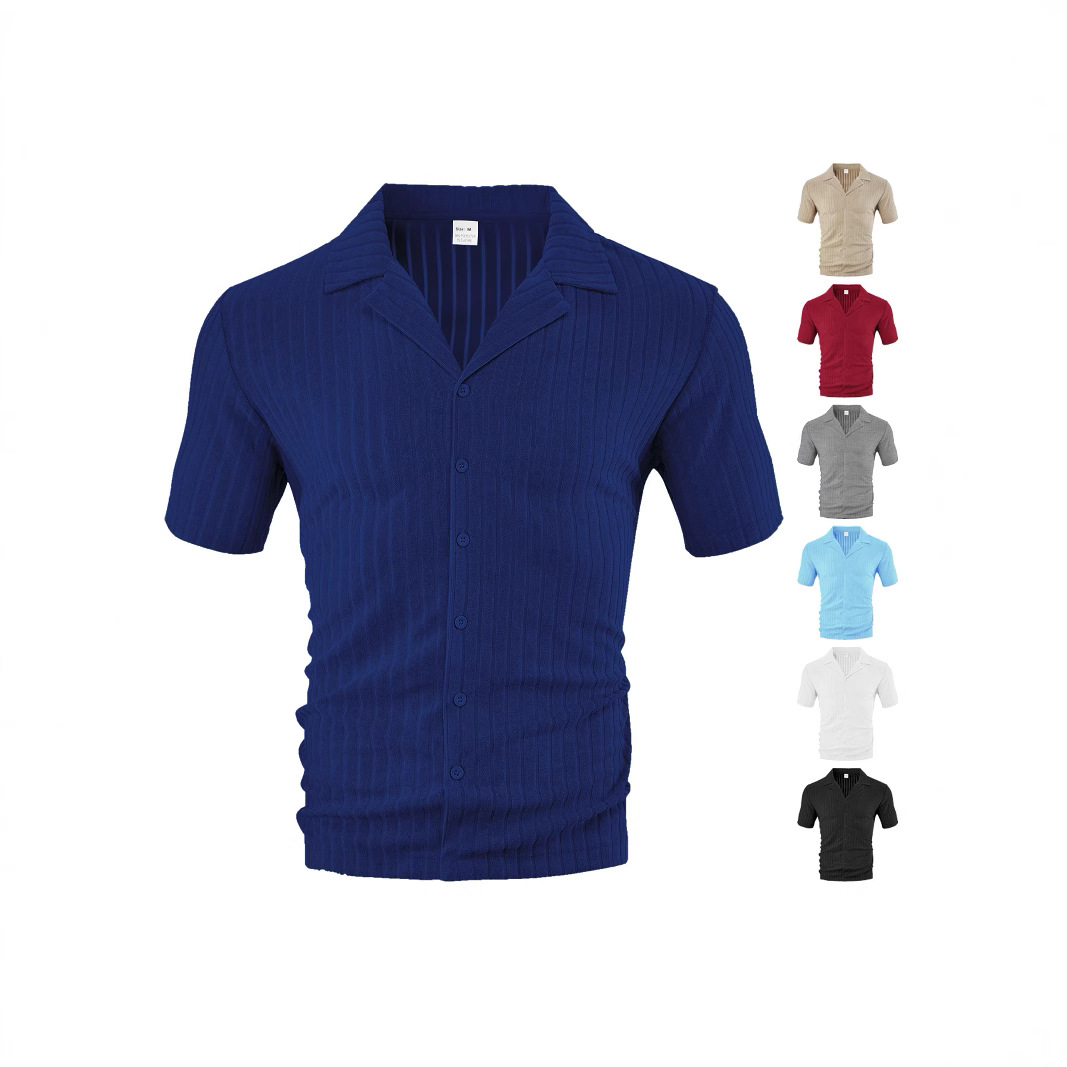 Chemise homme décontractée à manches courtes en coton et lin - Respirante NDF-00020