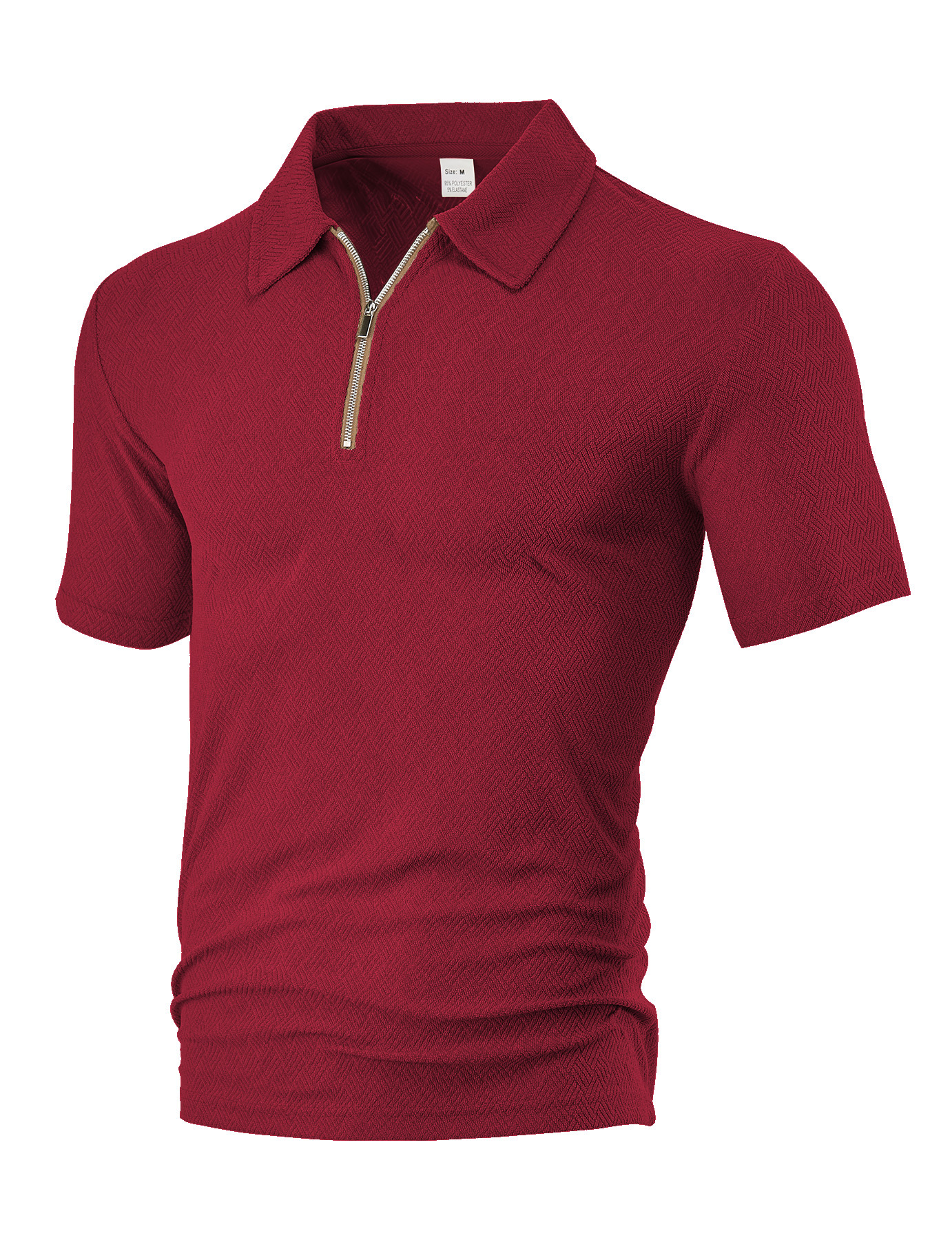 Terry Cloth Short Sleeve Polo Shirt with Zipper NDF-00008
