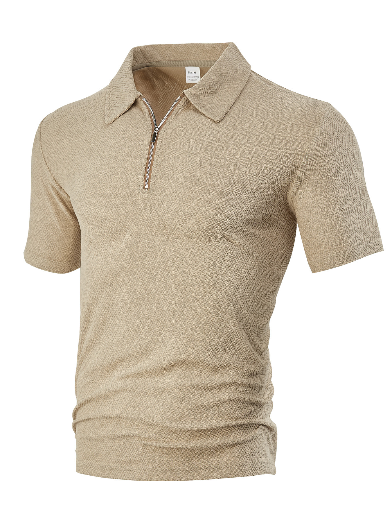Terry Cloth Short Sleeve Polo Shirt with Zipper NDF-00008