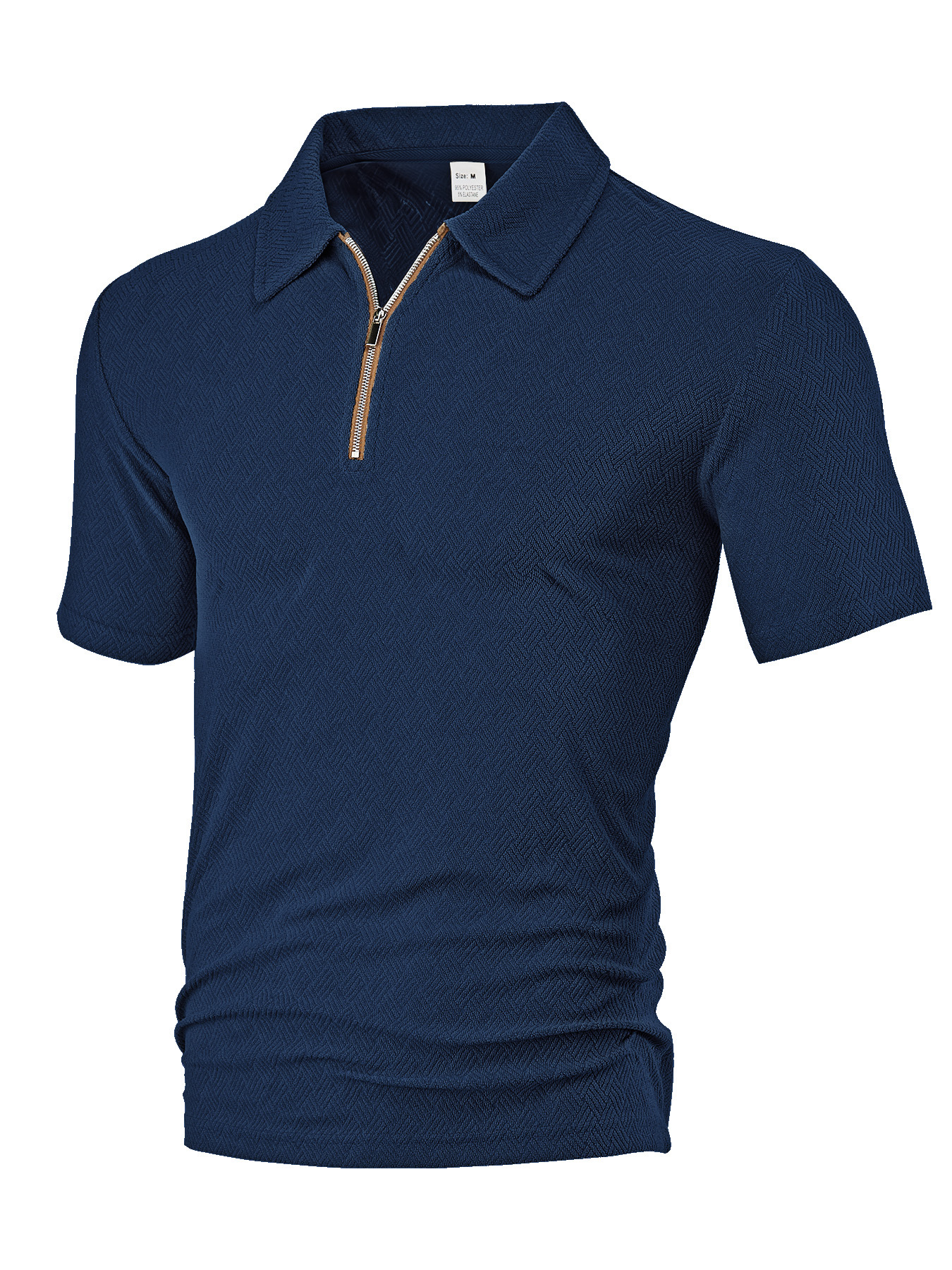 Terry Cloth Short Sleeve Polo Shirt with Zipper NDF-00008