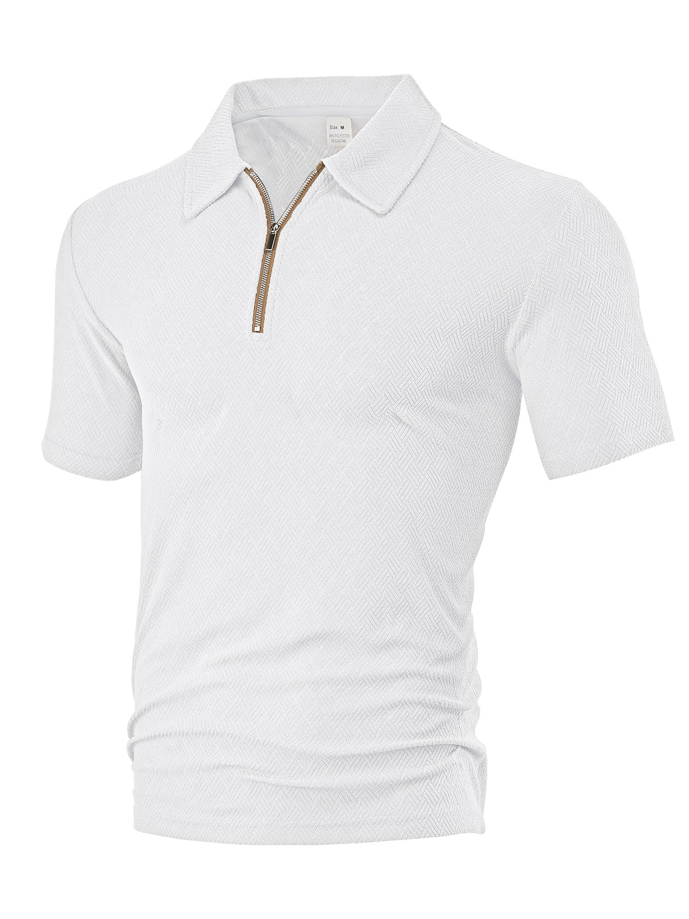Terry Cloth Short Sleeve Polo Shirt with Zipper NDF-00008