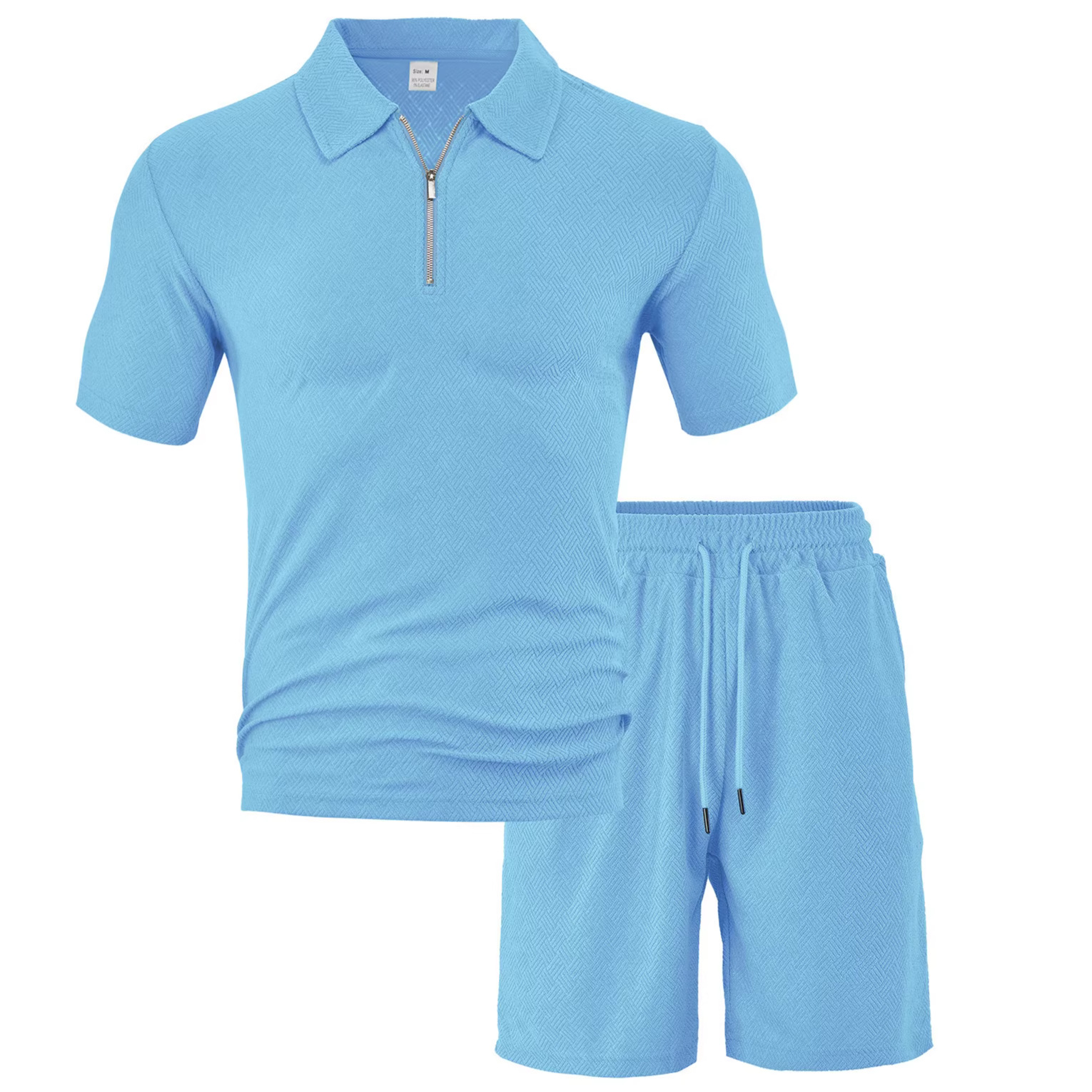 Ensemble short et t-shirt à manches courtes en jacquard éponge pour homme - Survêtement d'été décontracté NDF-00024