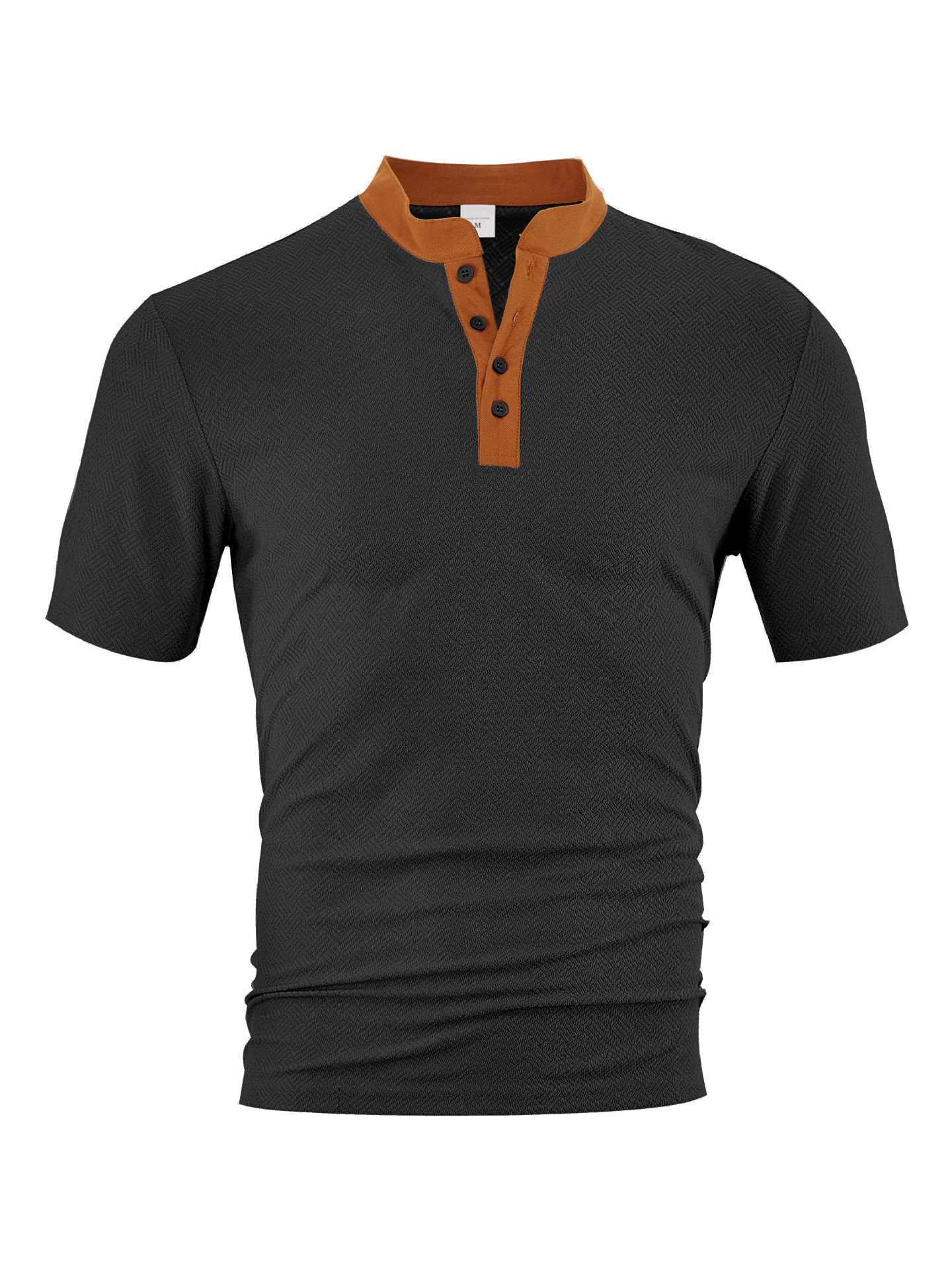 T-shirt Henley en tissu éponge - Coupe décontractée, respirant, idéal pour l'été NDF-00025