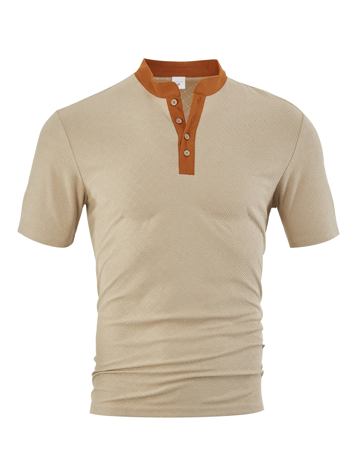 T-shirt Henley en tissu éponge - Coupe décontractée, respirant, idéal pour l'été NDF-00025