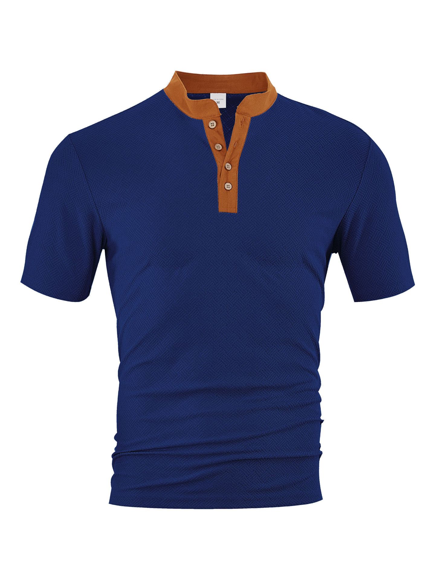 T-shirt Henley en tissu éponge - Coupe décontractée, respirant, idéal pour l'été NDF-00025