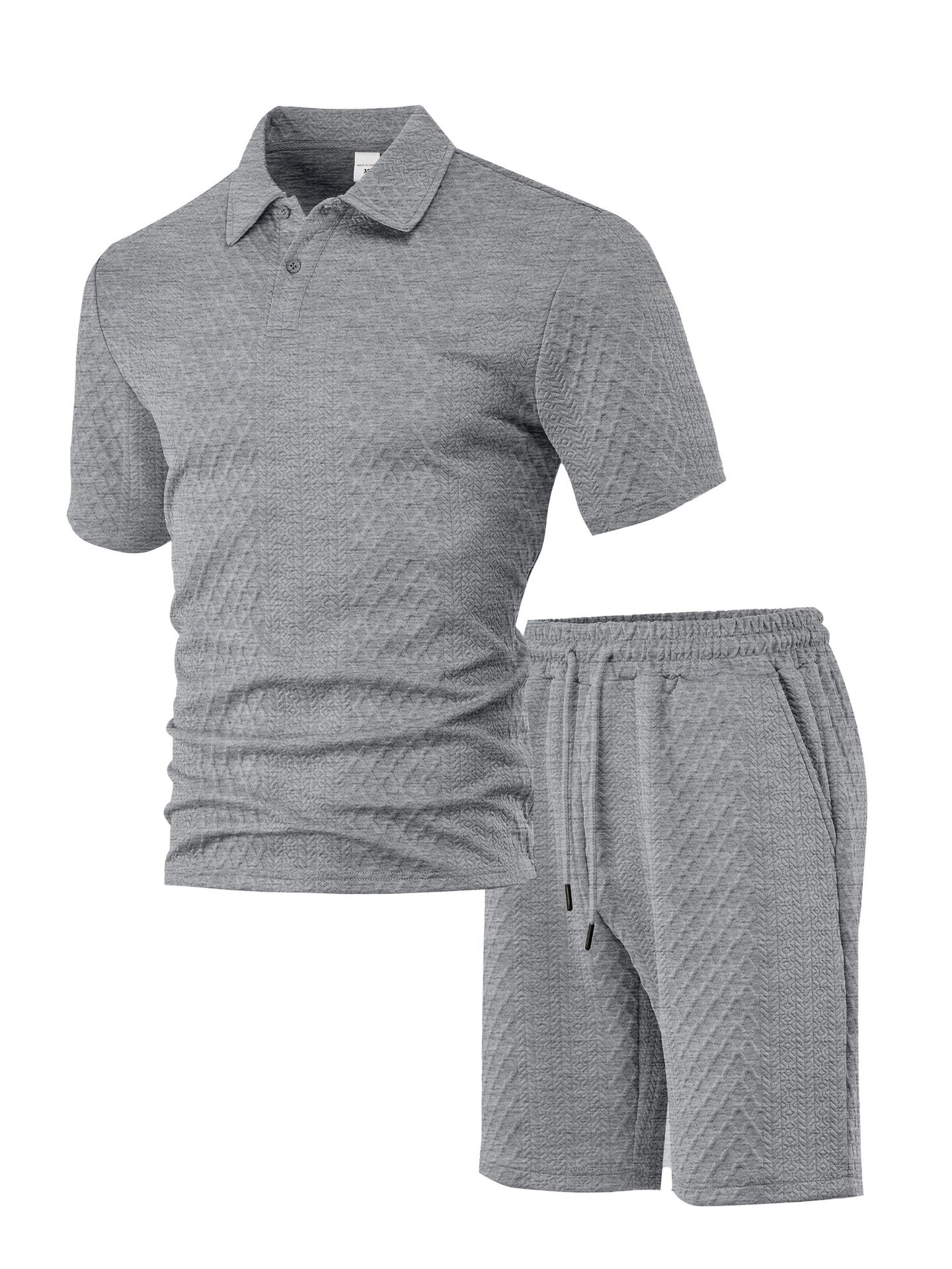 Jacquard Men's Polo Shirt & Shorts Set - Summer Casual Sport NDF-00026