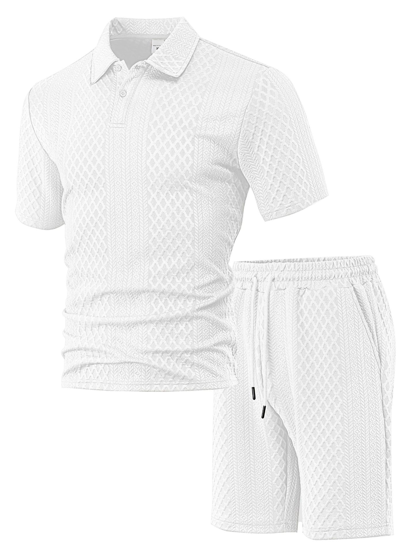 Jacquard Men's Polo Shirt & Shorts Set - Summer Casual Sport NDF-00026