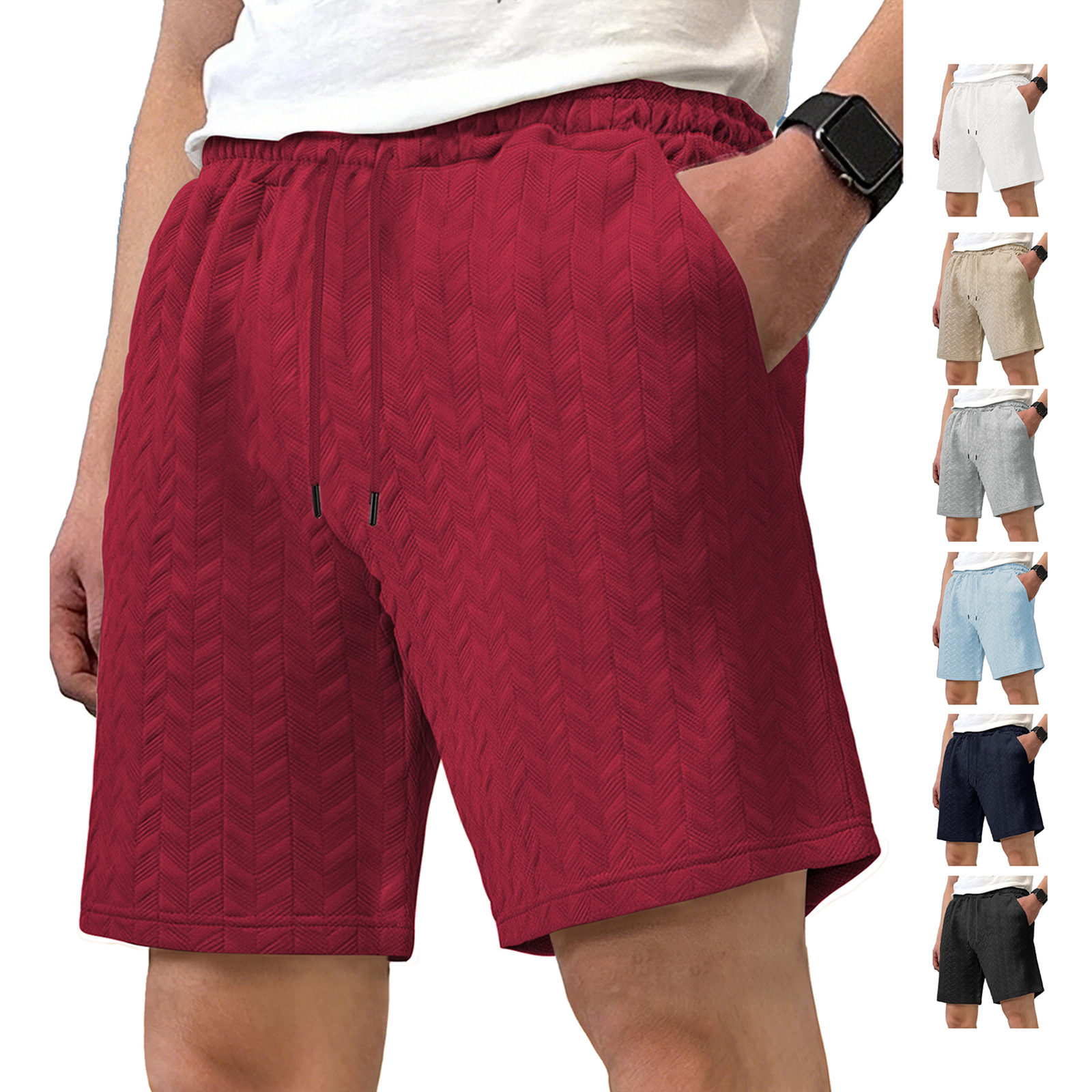 Men's Linen Drawstring Shorts Summer Casual Beach Pants NDF-00005