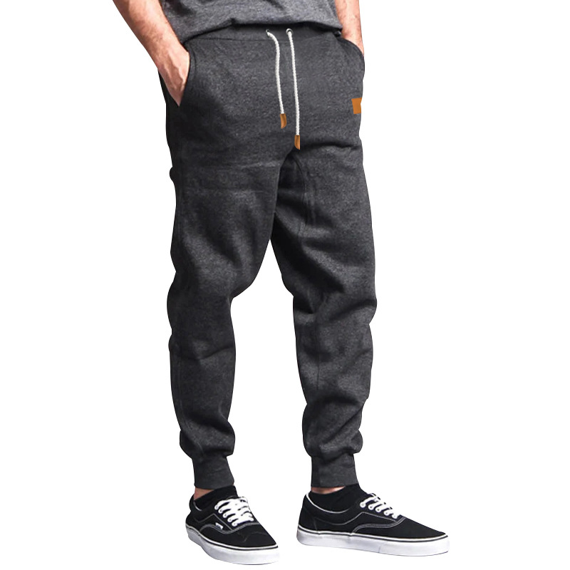 Casual Pants Men's Spring Autumn Solid Color Joggers Drawstring Ankle NDF-00004